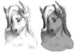  absurd_res aib_leyley anthro black_and_white digital_drawing_(artwork) digital_media_(artwork) equid equine female hair hi_res horse julia_(vanrixie) looking_at_viewer mammal monochrome portrait simple_background smile solo white_background 