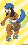  ambiguous_gender anthro blue_body blue_fur blue_tail canid canine church diaper feces fur getchoo_pup hi_res intersex intersex/male male mammal scat smelly solo 