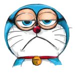  1:1 2020 absurd_res anthro bell blue_body blue_eyes blue_fur collar domestic_cat doraemon doraemon_(character) eyewear eyewear_only felid feline felis front_view fur glasses glasses_only half-closed_eyes hi_res looking_at_viewer machine male mammal mouth_closed mt_tg narrowed_eyes nude red_collar red_nose robot shaded simple_background solo standing whiskers white_background white_body white_fur 