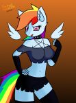  anthro choker clothing cosplay equid equine female floating_wings friendship_is_magic halloween hasbro helluva_boss hi_res holidays jewelry legwear loona_(helluva_boss) mammal my_little_pony necklace pegasus rainbow_dash_(mlp) samuel-neocros stockings wings 