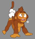  abdominal_bulge absurd_res bloons_tower_defense embarrassed haplorhine hi_res male male/male mammal monkey muscular muscular_male ninja_kiwi palchamon primate simple_background solo tail_grab 