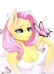  anthro arthropod blue_eyes butterfly camisole clothing curled_hair equestria_girls female fluttershy_(mlp) friendship_is_magic hair hasbro hi_res insect lepidopteran my_little_pony pink_hair shirt solo t-shirt topwear 