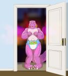  animate_inanimate anthro diaper dinosaur door doorframe doorknob happy hi_res infantilism inflatable leoniro_the_inklion living_inflatable male pattern_diaper plant pool_toy reptile scalie smile solo theropod toes_pointed_inward trick_or_treat tyrannosaurid tyrannosaurus tyrannosaurus_rex zoran 