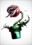  artist_name creature k-suwabe leaf mario_(series) no_humans piranha_plant plant saliva sharp_teeth simple_background teeth tongue tongue_out venus_flytrap warp_pipe white_background 