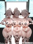  3girls aestheticc-meme alternate_breast_size animal_ears animal_print arms_behind_back artist_name ass_visible_through_thighs asymmetrical_bangs asymmetrical_docking bangs bikini blue_eyes braid braided_ponytail breast_press breast_squeeze breasts bridal_gauntlets closed_mouth collarbone cow_ears cow_horns cow_print cowboy_shot ear_tag english_commentary english_text eyepatch_bikini fake_animal_ears fake_horns grin groin heart heart-shaped_pupils highres horns huge_breasts large_breasts long_hair looking_at_viewer mature_female medium_hair menu micro_bikini mother_and_daughter multiple_girls navel o-ring o-ring_bikini paid_reward_available ponytail print_bikini print_legwear pussy_juice raised_eyebrow rwby scar scar_across_eye scar_on_stomach siblings sign sisters skindentation smile stomach string_bikini swimsuit symbol-shaped_pupils take_your_pick thigh_gap thighhighs thighs watermark weiss_schnee white_hair wide_hips willow_schnee winter_schnee 