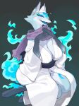  absurd_res anthro big_breasts breasts canid canine clothed clothing female fur ghost hi_res kame_3 kemono looking_at_viewer mammal smile solo spirit 