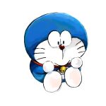  1:1 2020 absurd_res anthro bell blue_body blue_fur collar domestic_cat doraemon doraemon_(character) felid feline felis fur hi_res machine male mammal mouth_closed mt_tg pouch_(anatomy) red_collar red_nose robot shaded simple_background sitting solo whiskers white_background white_body white_fur 