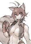  animal_ears antenna_hair apple blazblue breasts cleavage crop_top eating food fruit holding holding_food holding_fruit looking_at_viewer makoto_nanaya navel open_clothes open_shirt sketch sowel_(sk3) squirrel_ears squirrel_girl squirrel_tail stomach tail toned unfinished upper_body white_background 