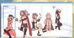  5girls animal_on_head arch_bishop_(ragnarok_online) bandeau bangs black_cat black_thighhighs blue_sleeves blunt_bangs blush bottle breasts brown_bandeau brown_skirt buubuu_(loli69) cape cat cat_on_head character_select chinese_commentary choker cleavage cleavage_cutout closed_mouth clothing_cutout commentary_request cross crossed_legs cursor detached_sleeves dress full_body fur-trimmed_sleeves fur_trim genetic_(ragnarok_online) green_eyes hair_between_eyes hair_over_one_eye holding holding_bottle horns midriff miniskirt molotov_cocktail multiple_girls navel ninja ninja_(ragnarok_online) on_head one_eye_closed open_mouth pelvic_curtain pink_shirt purple_hair ragnarok_online red_cape red_eyes red_scarf sash scarf shirt short_hair skirt smile soul_linker_(ragnarok_online) stalker_(ragnarok_online) stomach_cutout thighhighs two-tone_dress vambraces veil_over_eyes white_dress white_hair yellow_sash 
