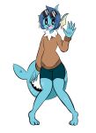  anthro blue_body clothing colored digital_drawing_(artwork) digital_media_(artwork) eeveelution eyewear generation_1_pokemon girly hi_res male nintendo open_mouth pokemon pokemon_(species) rex_santos sharp_teeth solo sunglasses teeth vaporeon video_games 