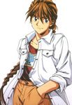  1boy braid duo_maxwell gundam gundam_wing long_hair male male_focus simple_background solo 