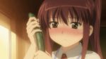  animated animated_gif bandaid blush brown_hair comedy cucumber gif handjob humor kissxsis long_hair motion_blur naughty_face no_eyes no_nose penis sexually_suggestive smile speed_lines suminoe_riko window 