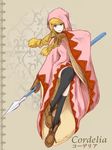  agga black_legwear black_socks blonde_hair boots female final_fantasy final_fantasy_tactics footwear full_body gloves hood long_hair polearm robe socks solo spear weapon white_mage white_mage_(fft) 