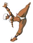  anklet armlet barefoot blue_eyes bracelet breasts capoeira curvy dark_skin elena_(street_fighter) feet jewelry johnrokk kicking large_breasts motion_blur navel neck_ring short_hair slender_waist smile soles solo split standing standing_on_one_leg standing_split street_fighter street_fighter_iii_(series) thick_thighs thighs toes toned underboob white_hair wide_hips 