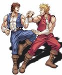  arc_system_works billy_lee blonde_hair boots brown_hair classic double_dragon fighting jacket jimmy_lee manly official_art siblings spiked_hair twins 