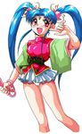  blue_hair blush cameltoe masaki_sasami_jurai miniskirt panties pink_eyes skirt smile tenchi_muyo tenchi_muyou! twintails underwear upskirt 