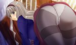  ass cameltoe crotch_seam hairband idolmaster idolmaster_(classic) long_hair macotin panties panties_under_pantyhose pantyhose red_eyes shijou_takane silver_hair solo tears thighband_pantyhose underwear 