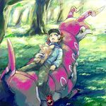  203mtk black_(pokemon) brown_hair hat pendoraa pokemon pokemon_(game) pokemon_black_and_white pokemon_bw scolipede touya_(pokemon) yooterii 