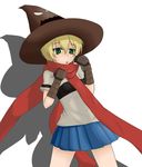  blonde_hair green_eyes hat ichiban_ushiro_no_daimaou lily_shiraishi scarf witch_hat 