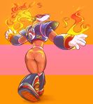  anthro armor butt capcom cervid clothed clothing fire fire_antlers flame_stag green_eyes hair looking_at_viewer male mammal mega_man_(series) nintendo open_mouth pink_hair simple_background solo spanking video_games warrnet 