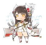  1girl :&gt; azur_lane character_request chibi closed_mouth full_body long_hair looking_at_viewer mota ship simple_background skirt smile solo watercraft white_background 