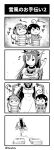  2girls adapted_turret ahoge bird book book_stack cannon carrying closed_eyes commentary_request detached_sleeves dress greyscale heavy highres kantai_collection lifting_person long_hair maruihito monochrome multiple_girls nagato_(kancolle) puka_puka sailor_dress school_uniform serafuku short_hair translation_request turret ushio_(kancolle) yukikaze_(kancolle) 