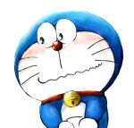  2020 anthro bell blue_body blue_fur blush collar domestic_cat doraemon doraemon_(character) eyes_closed felid feline felis front_view fur machine male mammal mt_tg pouch_(anatomy) red_collar red_nose robot shaded simple_background solo standing whiskers white_background white_body white_fur 