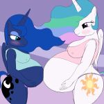  1:1 20thx5150 anthro blush breasts clothing cutie_mark duo equid equine female friendship_is_magic hasbro horn mammal my_little_pony pregnant princess_celestia_(mlp) princess_luna_(mlp) winged_unicorn wings 