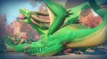  3d_(artwork) absurd_res anal anal_vore anthro blender_(software) blizzard_entertainment detailed_background digital_media_(artwork) dracthyr dragon feral genitals hi_res horn open_mouth penis salireths scalie size_difference video_games vore warcraft western_dragon wings 