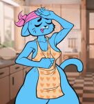  animated anthro areola biped blue_body blush breasts cartoon_network clothing detailed_background domestic_cat fangs felid feline felis female kaboozey looking_at_viewer mammal nicole_watterson nipples open_mouth short_playtime solo the_amazing_world_of_gumball 