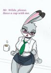 anthro big_breasts blush breasts disney english_text eyewear female glasses hi_res judy_hopps pace-maker secretary solo text thick_thighs zootopia 