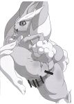  2012 3_fingers anthro anus bekei big_anus big_butt black_sclera breasts buckteeth butt butt_grab censor_bar censored erect_nipples female fingers fur generation_4_pokemon genitals hand_on_butt hi_res lagomorph looking_at_viewer lopunny mammal monochrome nintendo nipples pointy_breasts pokemon pokemon_(species) pussy simple_background small_breasts solo spread_legs spreading teeth thick_thighs video_games white_background 