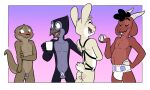  absurd_res anthro avian balls bird blush bovid buttplug caprine casual_nudity chastity_cage chastity_device diaper felix_(nik159) genitals hi_res lagomorph leporid lutrine male mammal mustelid nikraccoom plug_(sex_toy) rabbit sex_toy 