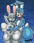  2022 anthro anus balls blue_body bow_tie breast_grab breasts buckteeth butt disney duo female five_nights_at_freddy&#039;s five_nights_at_freddy&#039;s_2 freckles genitals girly green_eyes grey_body hand_on_breast hi_res judy_hopps lagomorph leporid looking_pleasured male male/female mammal motion_lines nipple_fetish nipple_play nipples parasitedeath penetration penis rabbit red_cheeks scottgames smacking_ass teeth toy_bonnie_(fnaf) traditional_media_(artwork) video_games white_eyes wide_hips zootopia 