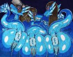 2018 abstract_background anthro anus areola artist_name big_anus big_breasts big_butt blue_background blue_body blue_lips blue_scales bodily_fluids breasts brown_hair bubble_butt butt cat_(slayermike471) claire_(slayermike471) clothing curvy_figure digital_drawing_(artwork) digital_media_(artwork) dragon female genitals group hair hat headgear headwear huge_butt lips long_hair long_tail looking_at_viewer looking_back multicolored_body multicolored_scales nipples nude parasitedeath presenting presenting_hindquarters pubes puffy_anus pussy rear_view red_eyes sam_(slayermike471) scales scalie sharp_teeth signature simple_background smile sweat teeth thick_thighs trio two_tone_body two_tone_scales voluptuous wide_hips 