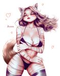  &lt;3 2022 5_fingers anthro artist_name big_breasts bikini breasts cleavage clothed clothing domestic_cat dzukela eyebrows eyelashes felid feline felis female fingers fur hair hi_res inner_ear_fluff legwear long_hair looking_at_viewer mammal midriff navel open_mouth open_smile simple_background smile solo stockings striped_body striped_fur stripes swimwear teeth thigh_highs tuft white_background white_body white_fur white_hair 