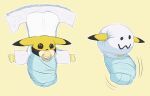  2022 bdsm black_sclera blush blush_lines bondage bound chaptude diaper diaper_fetish diaper_on_face forced fur gag generation_1_pokemon hi_res nintendo pacifier pacifier_gag pikachu pokemon pokemon_(species) simple_background solo struggling swaddling video_games yellow_background yellow_body yellow_fur 