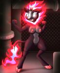  angry anthro asian_mythology athletic athletic_anthro athletic_female black_body breasts chinese_mythology cloven_hooves digital_media_(artwork) east_asian_mythology fan_character fangs female fist friendship_is_magic genitals glowing glowing_eyes glowing_hair glowing_horn glowing_tail grey_body hair hasbro hi_res hooves horn kirin medium_breasts multicolored_body my_little_pony mythology navanastra navel nipples nirik nude pussy red_hair red_hooves red_nipples standing teeth thick_thighs two_tone_body unguligrade white_eyes 