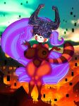  2022 3:4 ailurid anthro big_breasts breasts brown_body brown_fur city city_background cosplay dracojeff female floating fur green_eyes hair long_hair mammal midna multicolored_body multicolored_fur nintendo nude one_eye_obstructed orange_body orange_fur purple_hair red_panda short_stack shrug smile smirk solo striped_body striped_fur stripes the_legend_of_zelda thick_thighs twilight_princess two_tone_body two_tone_fur video_games wide_hips 