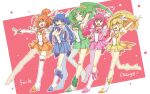  5girls aoki_reika bike_shorts_under_skirt blonde_hair blue_eyes blue_hair blue_shirt blue_skirt boots breasts choker cure_beauty cure_happy cure_march cure_peace cure_sunny green_eyes green_hair green_shirt green_skirt highres hino_akane_(smile_precure!) hoshizora_miyuki kasetsu kise_yayoi long_hair magical_girl medium_breasts midorikawa_nao multiple_girls open_mouth orange_choker pink_eyes pink_hair pink_shirt pink_skirt precure red_background red_shirt red_skirt shirt short_sleeves skirt smile smile_precure! thigh_boots tiara two-tone_background white_background yellow_eyes yellow_shirt yellow_skirt 