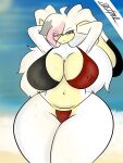  3:4 anthro beach big_breasts breasts female hi_res lagomorph leporid lot_par male mammal rabbit rebecca_(lot_par) seaside solo 