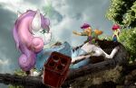  3d_background absurd_res android anthro apple_bloom_(mlp) bodily_fluids broken broken_horn cliff cloud covering covering_mouth crying cutie_mark_crusaders_(mlp) earth_pony equid equine falling female female/female fluffyorbiter friendship_is_magic gatling_gun glowing glowing_eyes group gun hair hasbro hi_res horn horse machine machine_gun mammal mechanical_arm mechanical_leg messy_hair minigun my_little_pony pegasus pony ranged_weapon robot rocket_launcher sad scootaloo_(mlp) screaming smoke sparks sweetie_belle_(mlp) sweetie_bot_(mlp) tears teenager trio unicorn weapon wings wire young 
