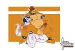  aereous anal anal_penetration anthro balls belly big_belly big_penis blue_hair bowser bracelet chair_position clothing collar digital_drawing_(artwork) digital_media_(artwork) digital_painting_(artwork) dragon duo from_behind_position genitals hair hi_res horn humanoid_genitalia jewelry kneeling koopa leg_grab legwear looking_pleasured male male/male mario_bros mature_male multicolored_body multicolored_hair musclegut muscular muscular_anthro muscular_arms muscular_male muscular_thighs nintendo nipple_fetish nipple_grab nipple_play nude orange_background orange_body orange_scales penetration penile penile_penetration penis penis_in_ass red_hair reptile scales scalie sex shell simple_background size_difference small_dom_big_sub smile spiked_bracelet spiked_collar spiked_shell spiked_tail spikes spikes_(anatomy) spots spotted_body thigh_grab thigh_highs tongue tongue_out two_tone_body two_tone_hair vein veiny_penis video_games yellow_sclera 