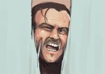  1boy absurdres brown_hair chanta_(ayatakaoisii) here&#039;s_johnny!_(meme) highres jack_torrance male_focus meme open_mouth realistic solo teeth the_shining 