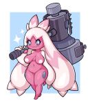  2022 5_fingers :3 belly big_breasts breasts cross_pupils digital_media_(artwork) featureless_crotch female fingers full-length_portrait generation_9_pokemon hair hammer hand_behind_back holding_hammer holding_object holding_tool holding_weapon humanoid light_hair light_nipples long_hair marshort melee_weapon mouth_closed navel nintendo nipples noseless nude pink_body pink_hair pink_nipples pink_skin pokemon pokemon_(species) pokemorph portrait pupils purple_eyes raised_hand sagging_breasts short_stack smile solo sparkles thick_thighs tinkaton tools video_games weapon white_pupils 