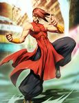  arm_guards baggy_pants brown_hair chinese_clothes genzoman male_focus muscle pants solo street_fighter street_fighter_iii_(series) vambraces yang_lee 