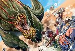  brute_wyvern capcom desert deviljho diablos felyne hunter monster_hunter monster_hunter_3 screwed stretcher unconscious 