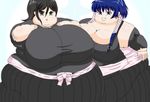  belly black_eyes black_hair bleach blue_eyes blue_hair breasts double_chin fat huge_breasts kuchiki_rukia obese open_mouth 