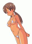  animated animated_gif arms_behind_back bangs bikini blush bouncing_breasts breasts brown_eyes brown_hair cursor dutch_angle futaba_channel hidoi hinemosu_notari large_breasts looking_at_viewer low_twintails micro_bikini navel nijiura_maids simple_background solo swimsuit tan twintails white_background white_bikini 