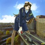  50_ft_woman black_hair giant giantess gloves gts long_hair police police_uniform policewoman type51 uniform white_gloves 